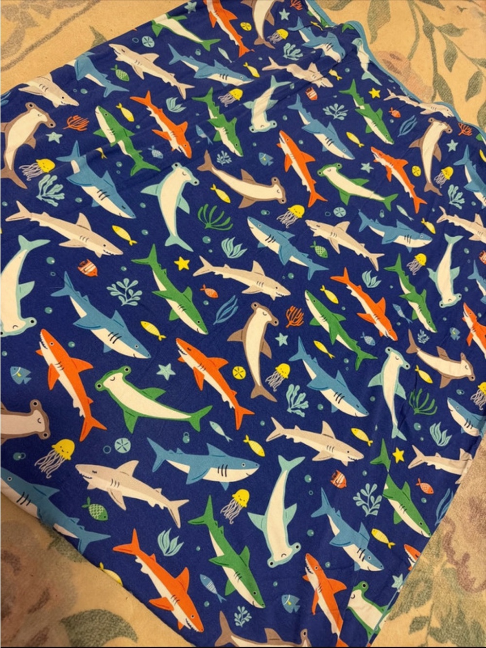 Little Sleepies Navy Blue Shark & Sea Life Blanket